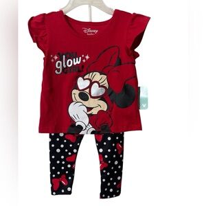 Disney Minnie Mouse Red and‎ Black Pajama Set